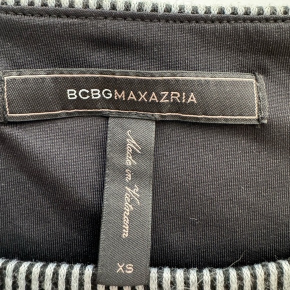 BCBG MaxAzria Roslyn Belted Gray Striped Trimmed A-line Dress - Picture 5 of 8